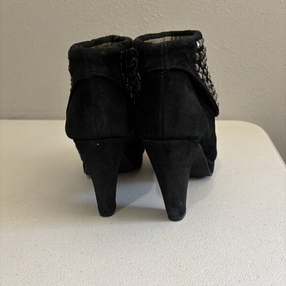 Kenneth Cole Reaction Open Toe Booties Studded Women 8 Black Leather Upper - Picture 4 of 10